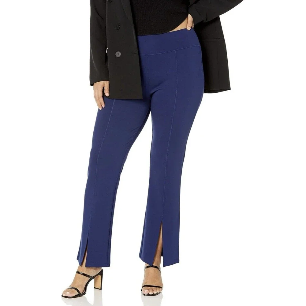 The Drop Women's Plus Uma High-Rise Flare Pants Navy Size 4XL NWT